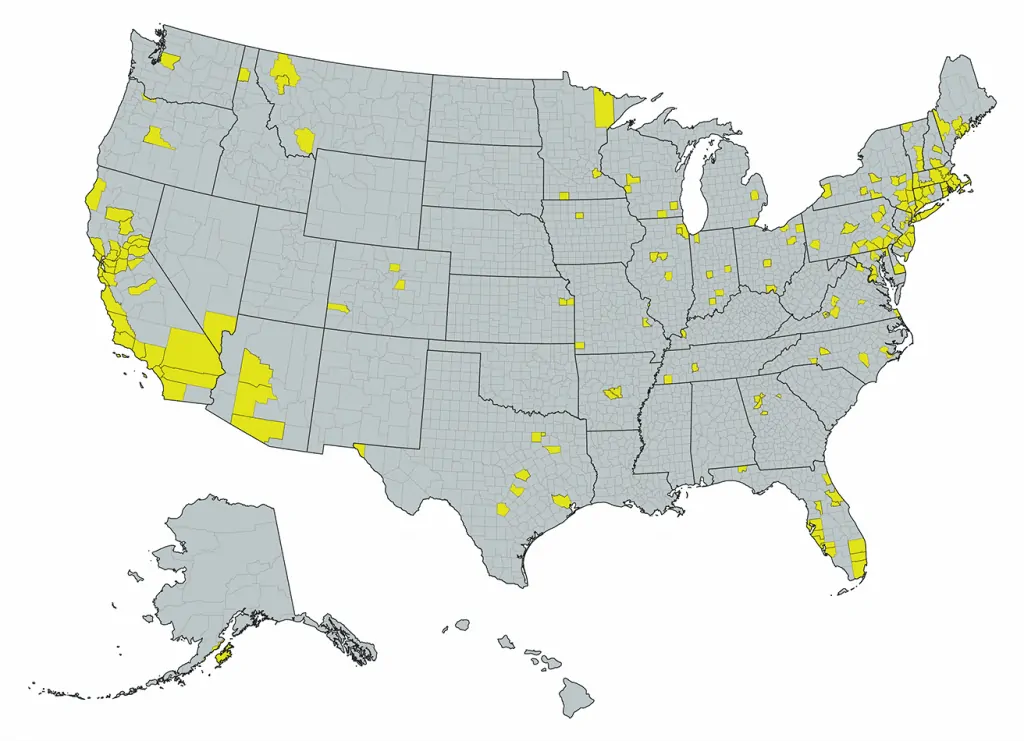 Map of Reported Cases of Rickettsia Disease in the USA